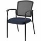 Lorell Breathable Mesh Guest Chair - Periwinkle Blue Fabric Seat - Black Steel Frame - Armrest - 1 Each