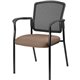 Lorell Mesh Back Stackable Guest Chair - Fabric Seat - Black, Powder Coated Steel Frame - Malted - Armrest - 1 Each