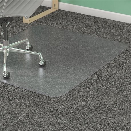 Lorell Medium-Pile Smooth Edge Chairmat - Carpeted Floor - 60" Length x 46" Width x 0.133" Thickness - Rectangular - Vinyl - Cle