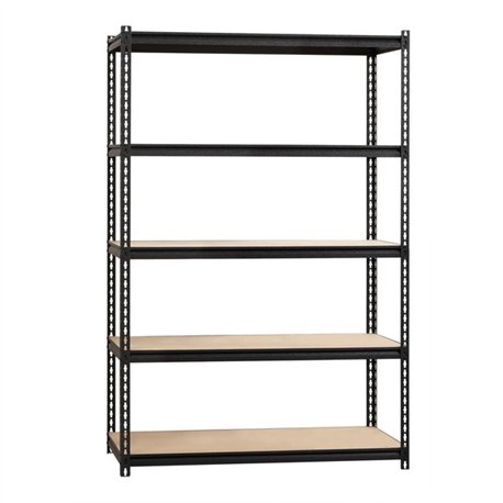 Lorell Iron Horse 2300 lb Capacity Riveted Shelving - 5 Shelf(ves) - 72" Height x 48" Width x 24" Depth - 30% Recycled - Black -