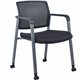 Lorell Mesh Back Guest Chair with Casters - Black Fabric Seat - High Back - Square Base - 1 Each