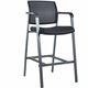 Lorell Mesh Back Guest Stool with Arms - Black Fabric Seat - Square Base - 1 Each