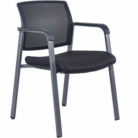 Lorell Mesh Back Guest Chair - Black Fabric Seat - Black Mesh Back - 1 Each