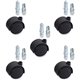 Lorell Premium Soft Dual-Wheel Casters Set - 1.97" Diameter - Nylon, Metal - Black - 5 / Set