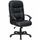 Lorell Tufted Executive High-Back Office Chair - Black Leather Seat - Black Frame - 5-star Base - Black - 1 Each