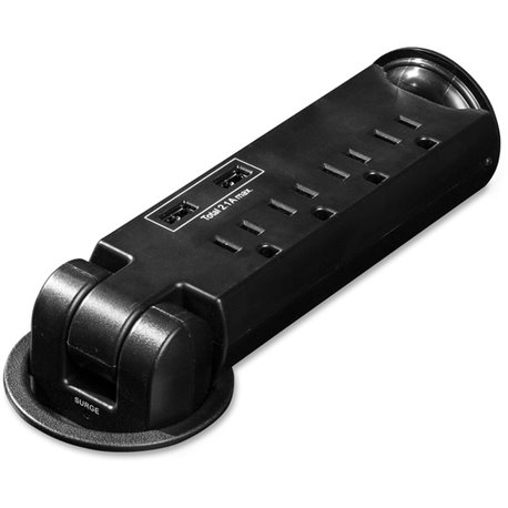 Lorell 4-outlet Desktop USB Charger Power Strip Grommet - 3-prong - 4 x AC Power, USB - 8 ft Cord - 15 A Current - 125 V AC Volt