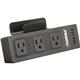 Lorell Desktop AC Power Center with USB Charger - 3 x AC Power, 2 x USB - Desk Mountable - Black