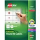 Avery Multiuse Removable Labels - - Width1" Diameter - Removable Adhesive - Round - Laser, Inkjet - White - Paper - 63 / Sheet -