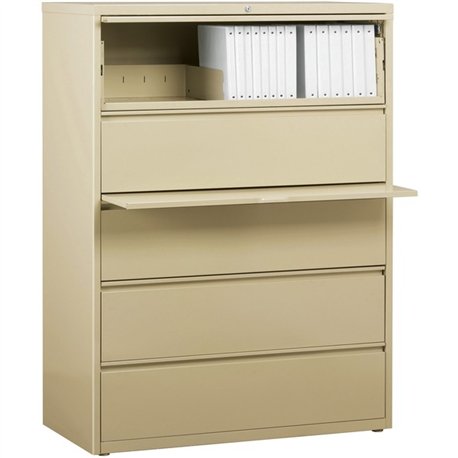 Lorell Fortress Series Lateral File w/Roll-out Posting Shelf - 42" x 18.6" x 67.7" - 5 x Drawer(s) for File - Legal, Letter, A4 