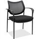 Lorell Mesh Back Guest Chair with Arms - Fabric Seat - Plastic Frame - Four-legged Base - Black - Armrest - 1 Each