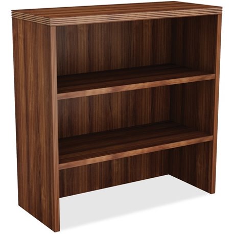 Lorell Chateau Series Bookshelf - 36" x 15"36.5" , 1.5" Top - 2 Shelve(s) - Reeded Edge - Material: Laminate - Finish: Walnut La