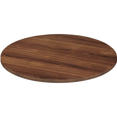 Lorell Chateau Series Round Conference Tabletop - 1.4"42" , 0.1" Edge - Reeded Edge - Finish: Walnut Laminate