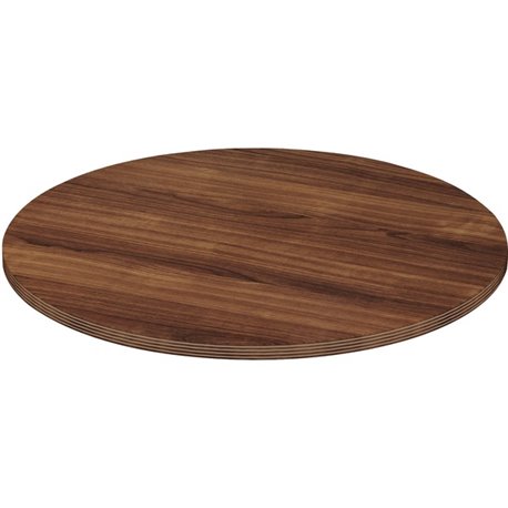 Lorell Chateau Series Round Conference Tabletop - 1.4"48" , 0.1" Edge - Reeded Edge - Finish: Walnut Laminate