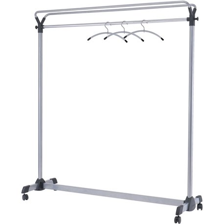 Alba Upper Shelf Double-sided Garment Rack - 50 x Coat - 66.9" Height x 19.7" Width59.1" Length%Floor - Caster, Sturdy - Silver 