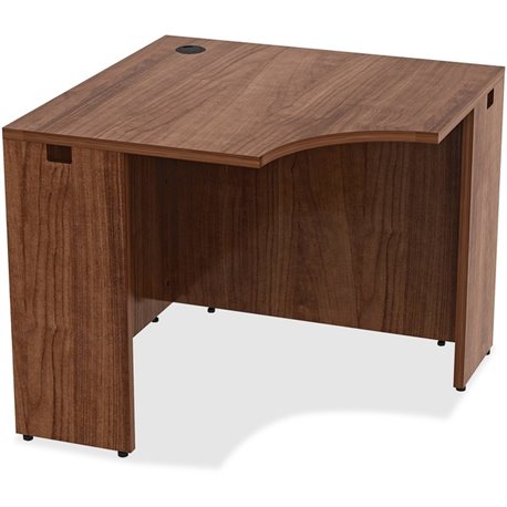 Lorell Essentials Series Corner Desk - 36" x 36"29.5" , 0.1" Edge - Material: Metal - Finish: Walnut, Laminate