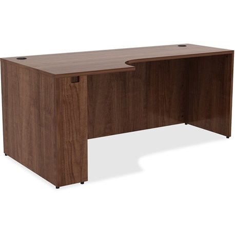 Lorell Essentials Series Left Corner Credenza - 72" x 36"29.5" , 0.1" Edge - Material: Metal - Finish: Walnut Laminate