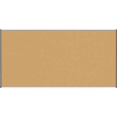 Lorell Satin-Finish Bulletin Board - 96" Height x 48" Width - Natural Cork Surface - Durable, Self-healing - Silver Anodized Alu
