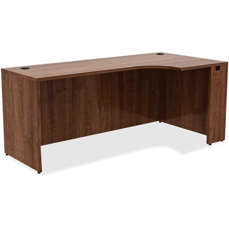 Lorell Essentials Series Right Corner Credenza - 72" x 36"29.5" , 0.1" Edge - Material: Metal - Finish: Walnut, Laminate