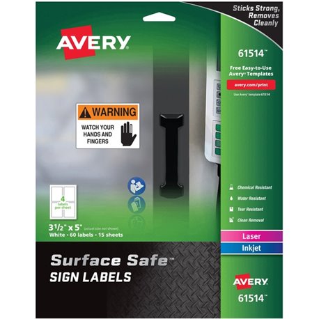 Avery Easy Peel Inkjet Printer Mailing Labels - 1" Width x 2 5/8" Length - Permanent Adhesive - Rectangle - Inkjet - Clear - Fil