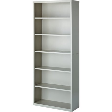 Lorell Fortress Series Bookcase - 34.5" x 13" x 82" - 6 x Shelf(ves) - Light Gray - Powder Coated - Steel - Recycled - Assembly 