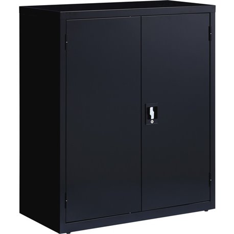 Lorell Fortress Series Storage Cabinet - 18" x 36" x 42" - 3 x Shelf(ves) - Recessed Locking Handle, Hinged Door, Durable - Blac