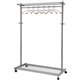 Alba 2-shelf Mobile Chrome Coat Rack - 36 x Hanger - 72" Height x 45" Width x 22" Depth - Hanging Hook, Built-in Wheels - Chrome