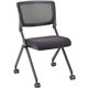 Lorell Mobile Mesh Back Nesting Chairs - Black Fabric Seat - Metal Frame - 2 / Carton