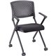 Lorell Upholstered Foldable Nesting Chairs with Arms - Black Fabric Seat - Black Plastic Back - Metal Frame - 2 / Carton