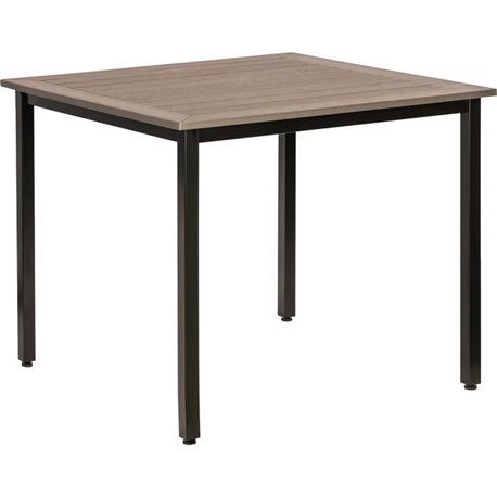 Lorell Faux Wood Outdoor Table - For - Table TopCharcoal Square Top - Black Four Leg Base - 4 Legs - 36.60" Table Top Length x 3