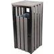 Lorell Faux Wood Outdoor Waste Bin - Rectangular - Weather Resistant - 33.6" Height - Polystyrene - Weathered Charcoal - 1 Each