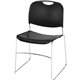 Lorell Lumbar Support Stacking Chair - Black Polymer Seat - Black Polymer Back - Chrome Metal Frame - Black - 4 / Carton