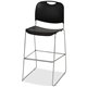 Lorell Bistro Stack Chair - Black Plastic Seat - Black Plastic Back - Chrome Steel Frame - 1 Each