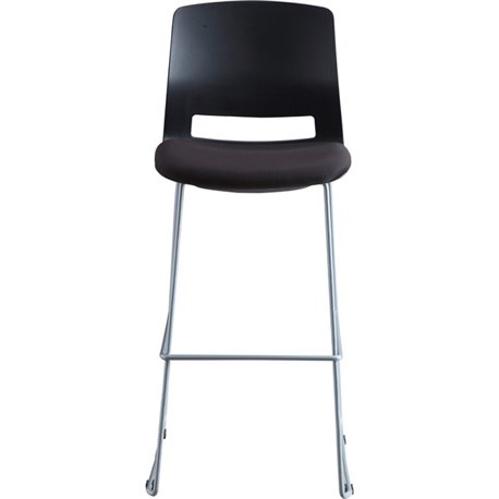 Lorell Arctic Series Bar Stools - Black Fabric, Foam Seat - Black Back - 2 / Carton