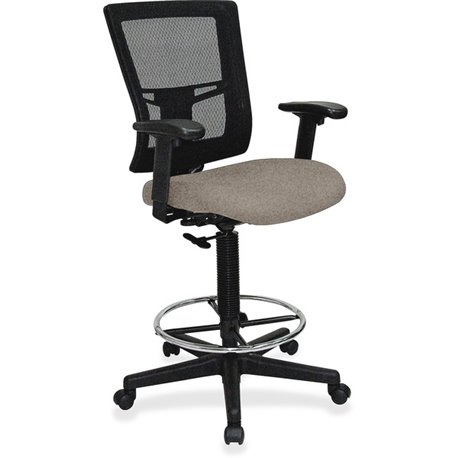 Lorell Mesh Back Drafting Stool - Dillon Stratus Antimicrobial Vinyl Seat - Black Mesh Back - Black Frame - Mid Back - 5-star Ba