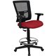 Lorell Mesh Back Drafting Stool - Real Red Seat - Mid Back - 5-star Base - Real Red - 1 Each