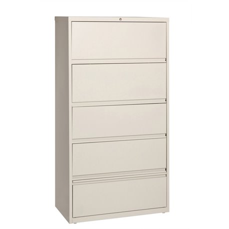 Lorell Fortress Lateral File with Roll-Out Shelf - 36" x 18.6" x 68.8" - 5 x Drawer(s) for File - A4, Legal, Letter - Ball-beari