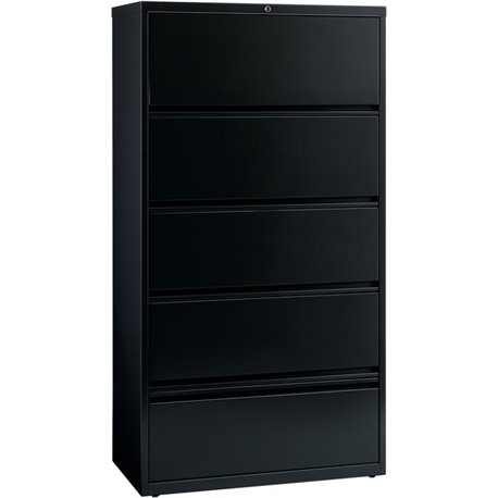 Lorell Fortress Lateral File with Roll-Out Shelf - 36" x 18.6" x 69" - 5 x Drawer(s) for File - Legal, Letter, A4 - Leveling Gli