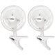 Lorell Clip-On Personal Fans - 152.4 mm Diameter - 2 Speed - Adjustable Tilt Head - 9.5" Height x 7.9" Width x 6" Depth - White