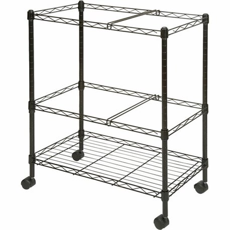 Lorell 2-Tier Wire Mobile File Cart - 4 Casters - Steel - x 26" Width x 12.5" Depth x 30" Height - Black - 1 Each