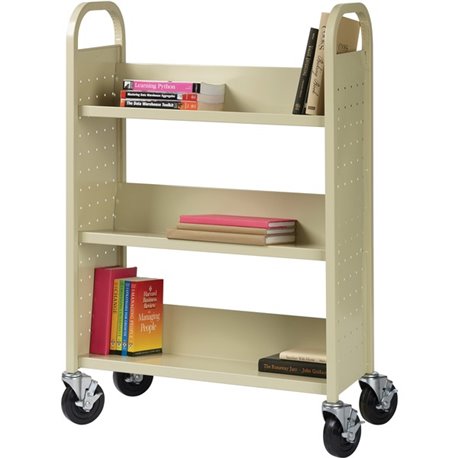 Lorell Single-sided Book Cart - 3 Shelf - 200 lb Capacity - 5" Caster Size - Steel - x 39" Width x 14" Depth x 46" Height - Putt