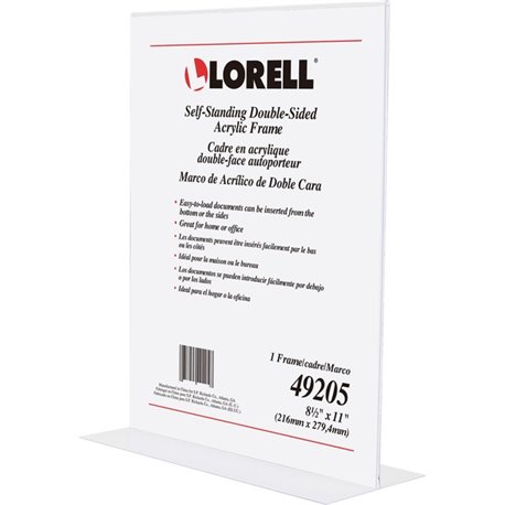 Lorell Double-sided Frame - 1 Each - 8.50" Holding Width x 11" Holding Height - Rectangular Shape - Double Sided - Acrylic - Cou