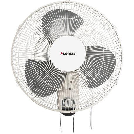 Lorell Pull-chain Wall-Mounting 3-speed Fan - 16" Diameter - 3 Speed - Adjustable Tilt Head, Oscillating - 18.5" Height x 9.3" W