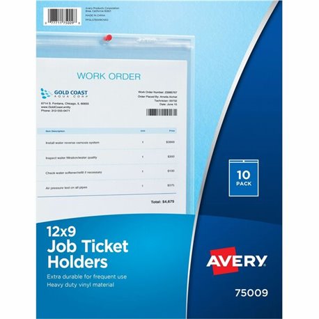 Avery Vinyl File Pocket - 9" x 12" - Vinyl - Clear - 10 / Pack