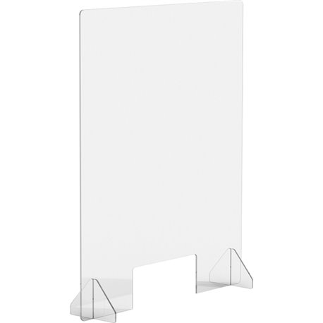 Lorell Social Distancing Barrier w/Pass-Through Cutout - 30" Width x 7" Depth x 36" Height - 1 Each - Clear - Acrylic