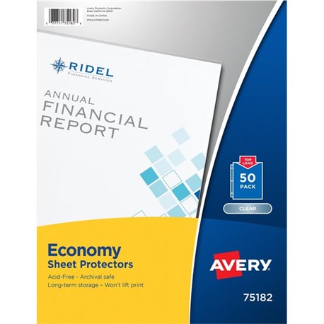 Avery Economy Clear Sheet Protectors - 50 x Sheet Capacity - For Letter 8 1/2" x 11" Sheet - 3 x Holes - 3 x Rings - Ring Binder