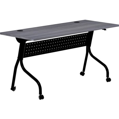 Lorell Flip Top Training Table - For - Table TopCharcoal Rectangle, Melamine Top - Black Four Leg Base - 4 Legs x 60" Table Top 