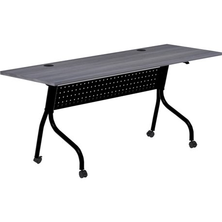 Lorell Flip Top Training Table - For - Table TopCharcoal Rectangle, Melamine Top - Black Four Leg Base - 4 Legs x 72" Table Top 