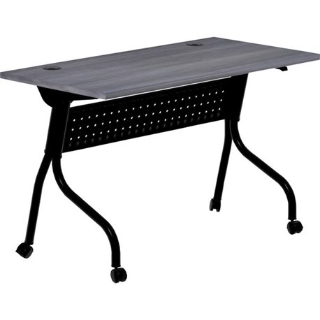 Lorell Flip Top Training Table - For - Table TopCharcoal Rectangle, Melamine Top - Black Four Leg Base - 4 Legs x 48" Table Top 