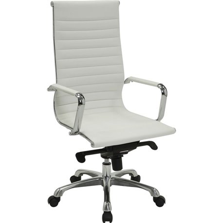 Lorell Modern Executive High-Back Office Chair - Bonded Leather Seat - Bonded Leather Back - High Back - 5-star Base - White - L