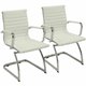 Lorell Modern Guest Chairs - Bonded Leather Seat - Bonded Leather Back - Mid Back - Cantilever Base - White - Leather - 2 / Cart